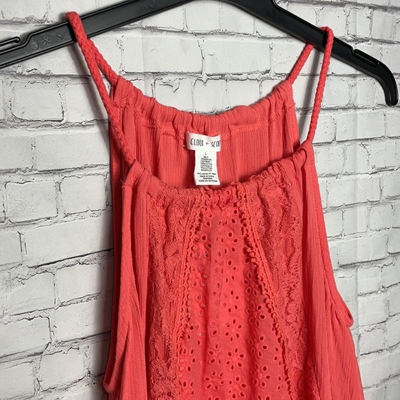 Clover & Scout Handkerchief Halter Top Orange Shirt Size Large - Picture 3 of 9